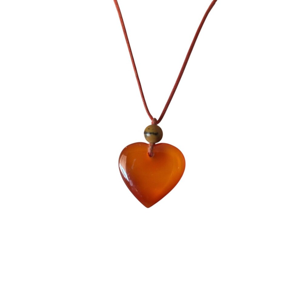 Vintage Carnelian Heart Pendant Necklace